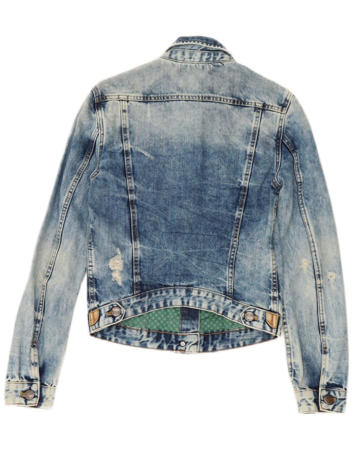 ZARA Womens Crop Denim Jacket UK 10 Small Blue Cotton Vintage Zara and Second-Hand Zara from Messina Hembry 