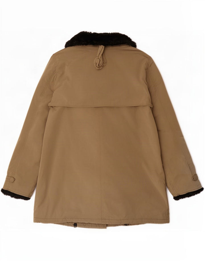 Krizia Jeans Abrigo para mujer UK 46 Grande Beige Colorblock Poliéster