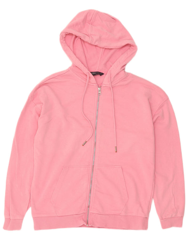 Marks & Spencer Suéter con capucha y cremallera de ajuste relajado para mujer UK 10 Small Pink