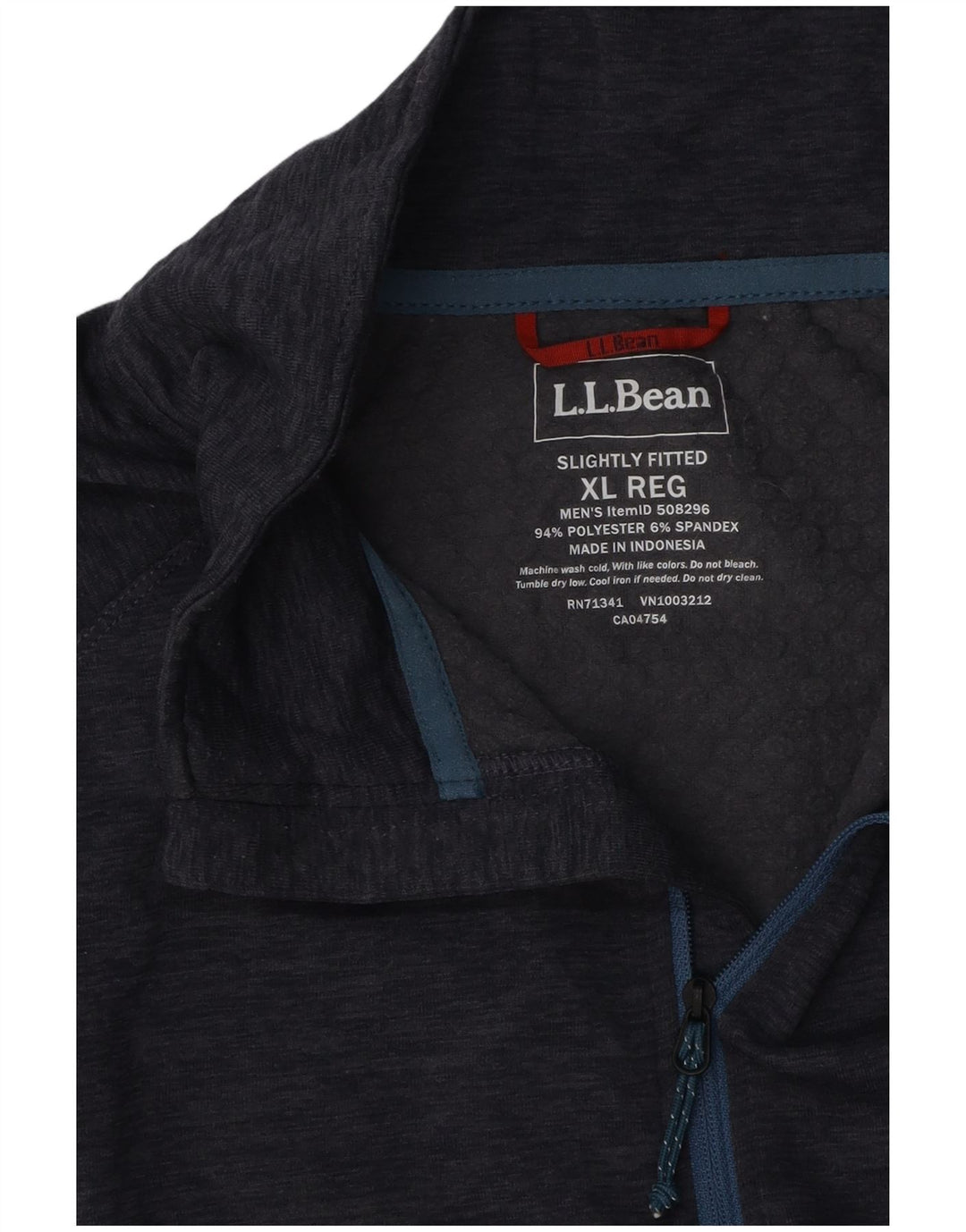 L.L.BEAN Top de chándal con cuello y cremallera para hombre XL Azul marino moteado