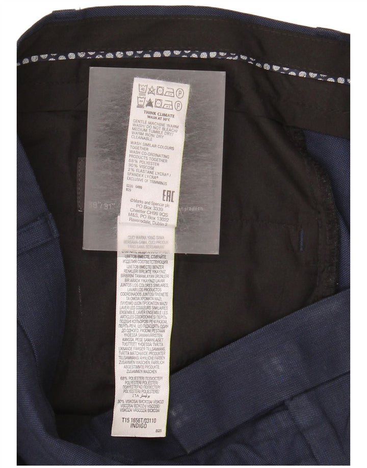 Marks & Spencer Pantalón de traje recto para hombre W38 L31 Poliéster azul marino