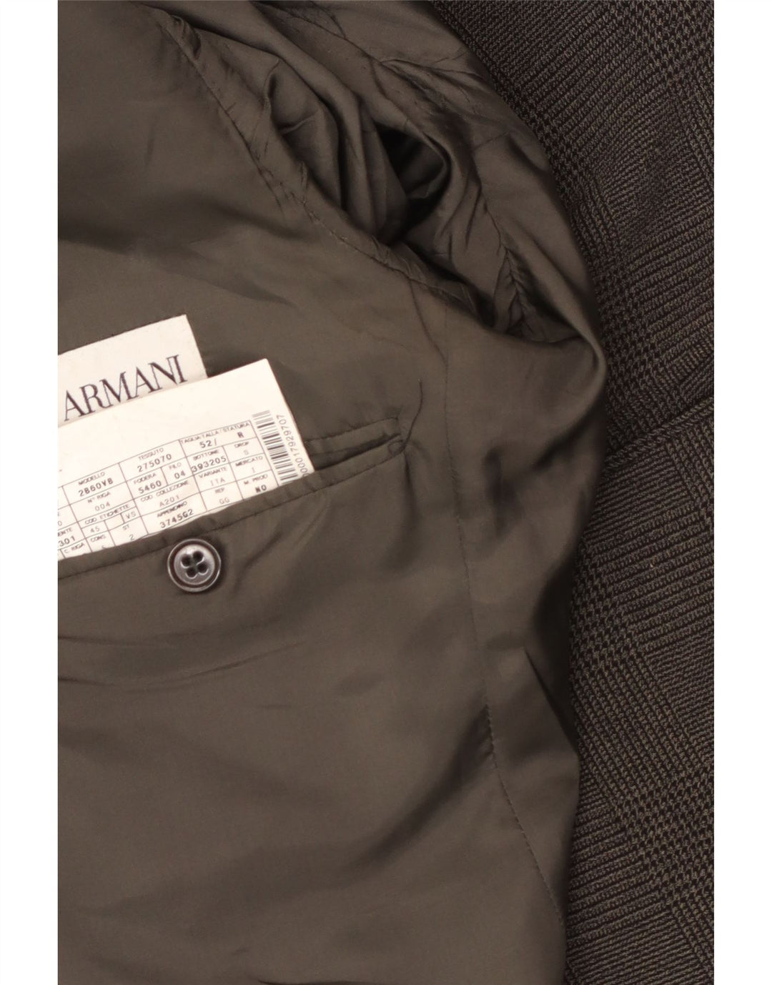 Armani Chaqueta tipo blazer de 2 botones para hombre IT 52 Poliéster de pata de gallo gris grande