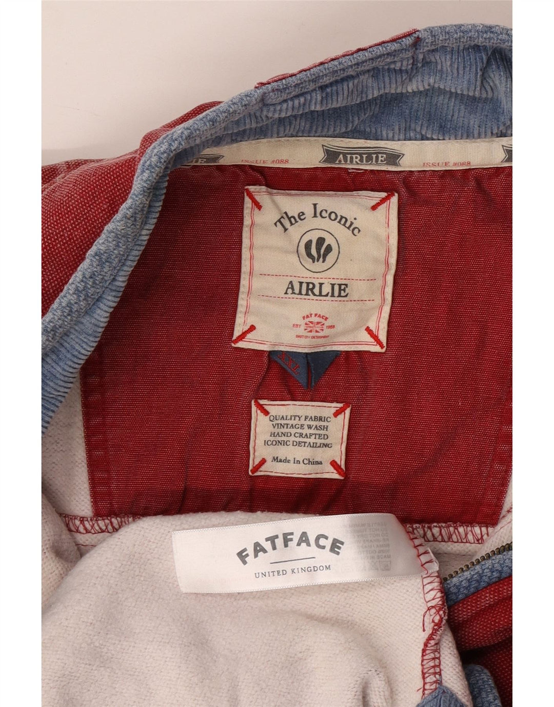 FAT FACE Sudadera Airlie con Cuello y Cremallera para Hombre Jersey 2XL Algodón Rojo