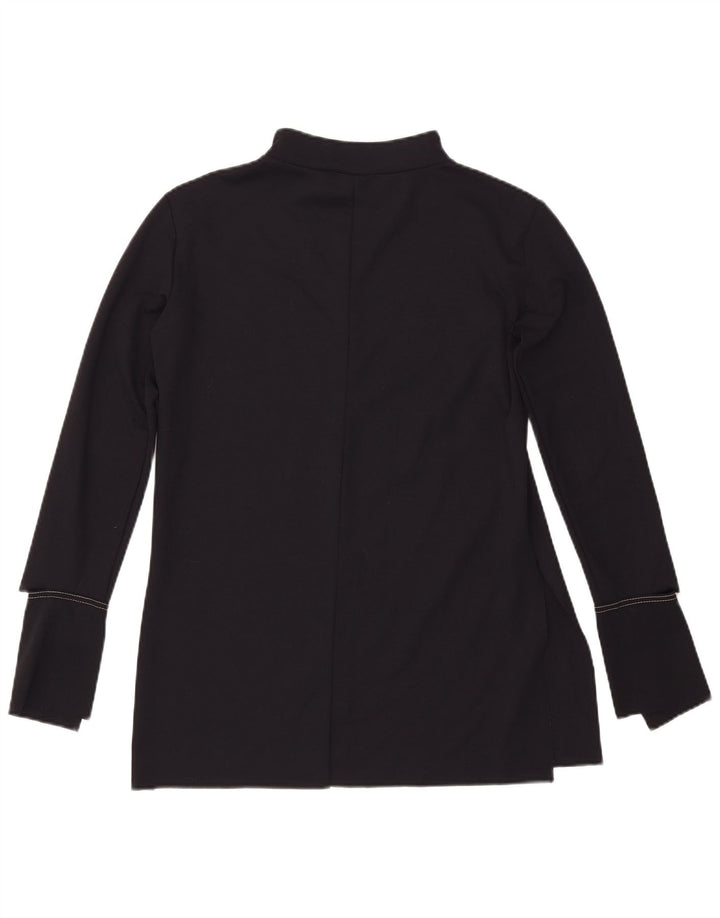 Zara Mujer Top Manga Larga UK 40 Pequeño Poliéster Negro