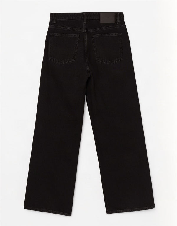Zara Vaqueros de pierna ancha y talle alto para mujer EU 36 XS W26 L25 Algodón negro