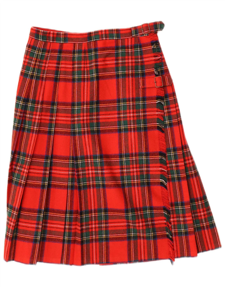 Vintage mujer abrigo falda plisada W26 pequeño cuadros rojos