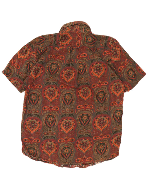 Camisa Volcom de manga corta de corte clásico para hombre, tamaño grande, algodón paisley marrón