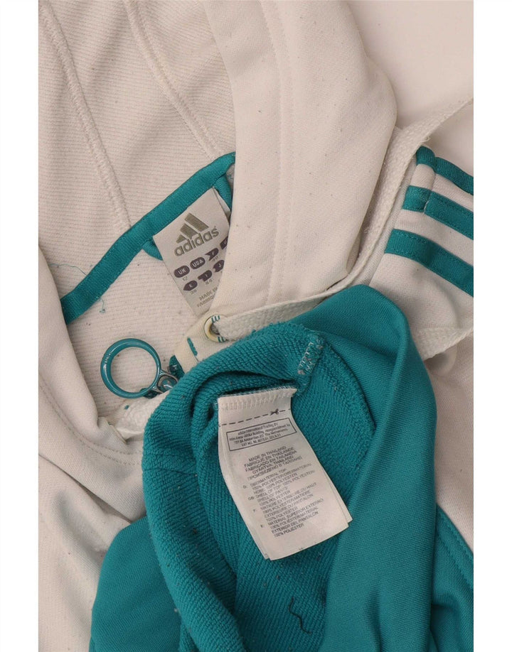 Adidas - Sudadera con capucha para mujer con cremallera, poliéster, color blanco mediano, Reino Unido 12