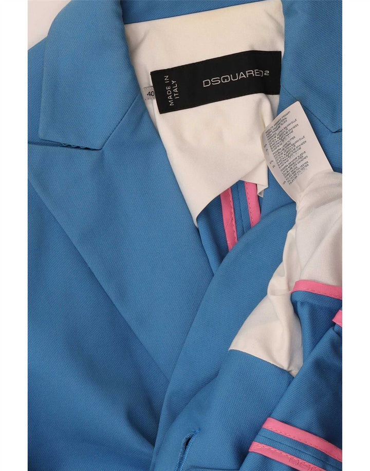 Chaqueta tipo blazer corta con 1 botón para mujer Dsquared2 IT 42 Small Blue Cotton