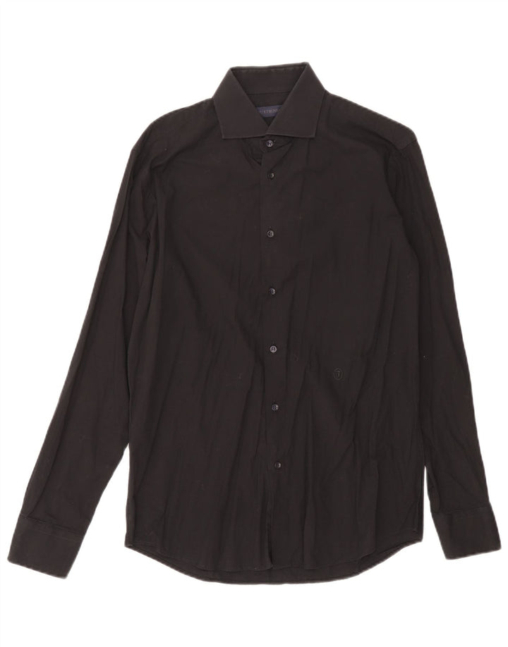 Camisa Trussardi Hombre Talla 39 15 1/2 Mediana Negro Algodón