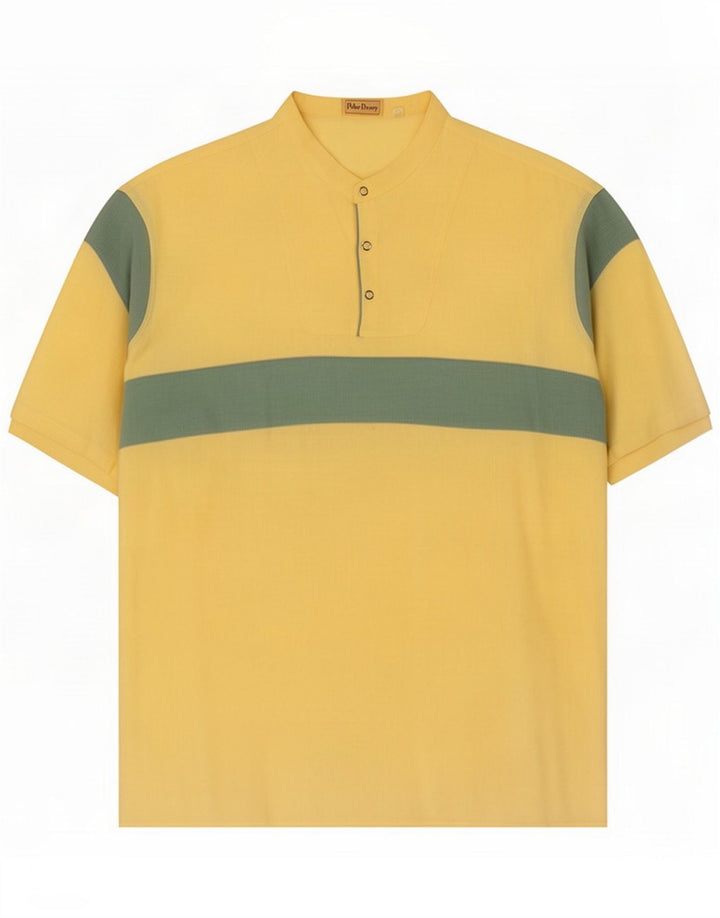 Peter Doney Camisa tipo jersey para hombre Talla 40 15 3/4 Bloque de color amarillo mediano