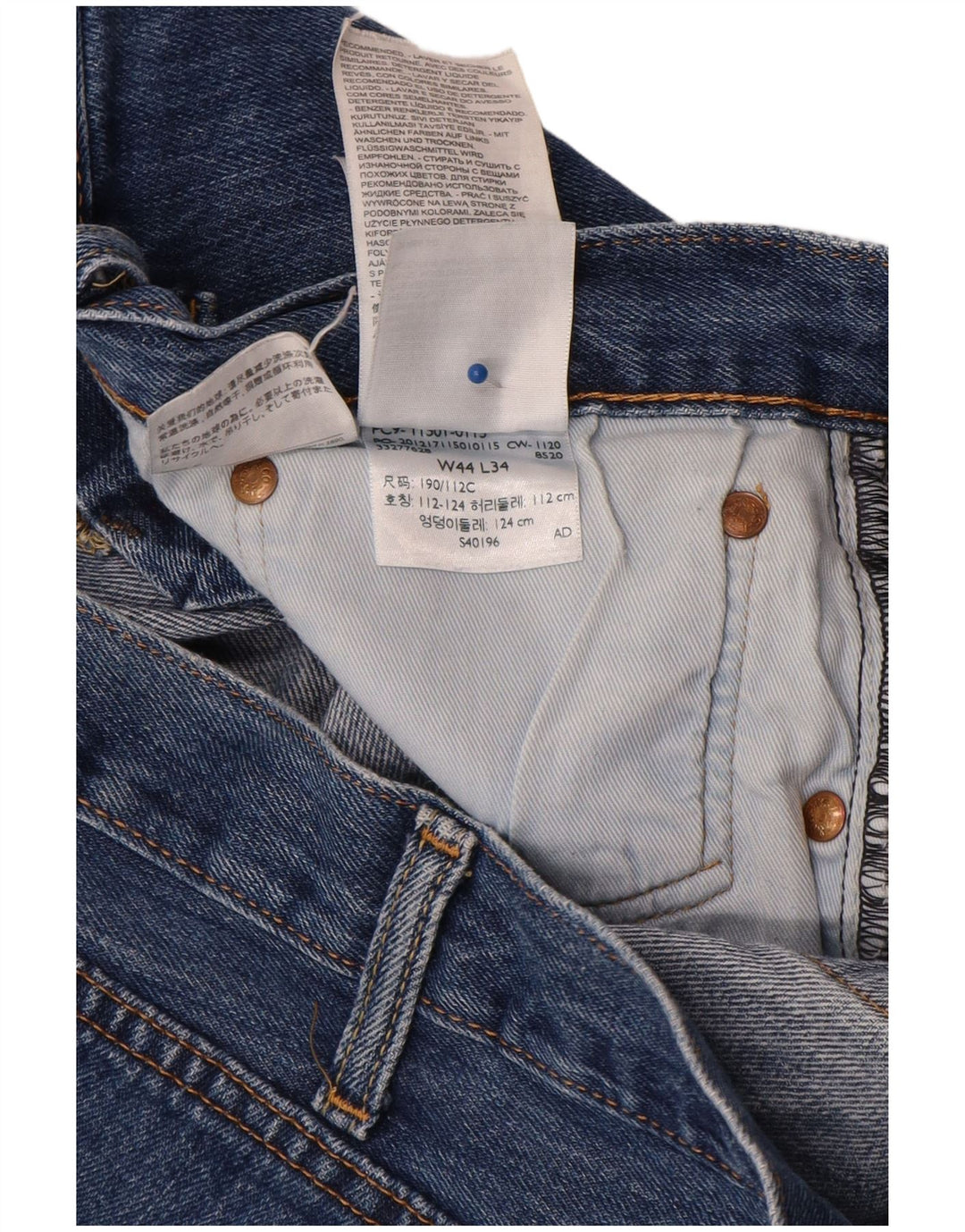 Levi's Vaqueros rectos 501 para hombre W44 L34 Algodón azul