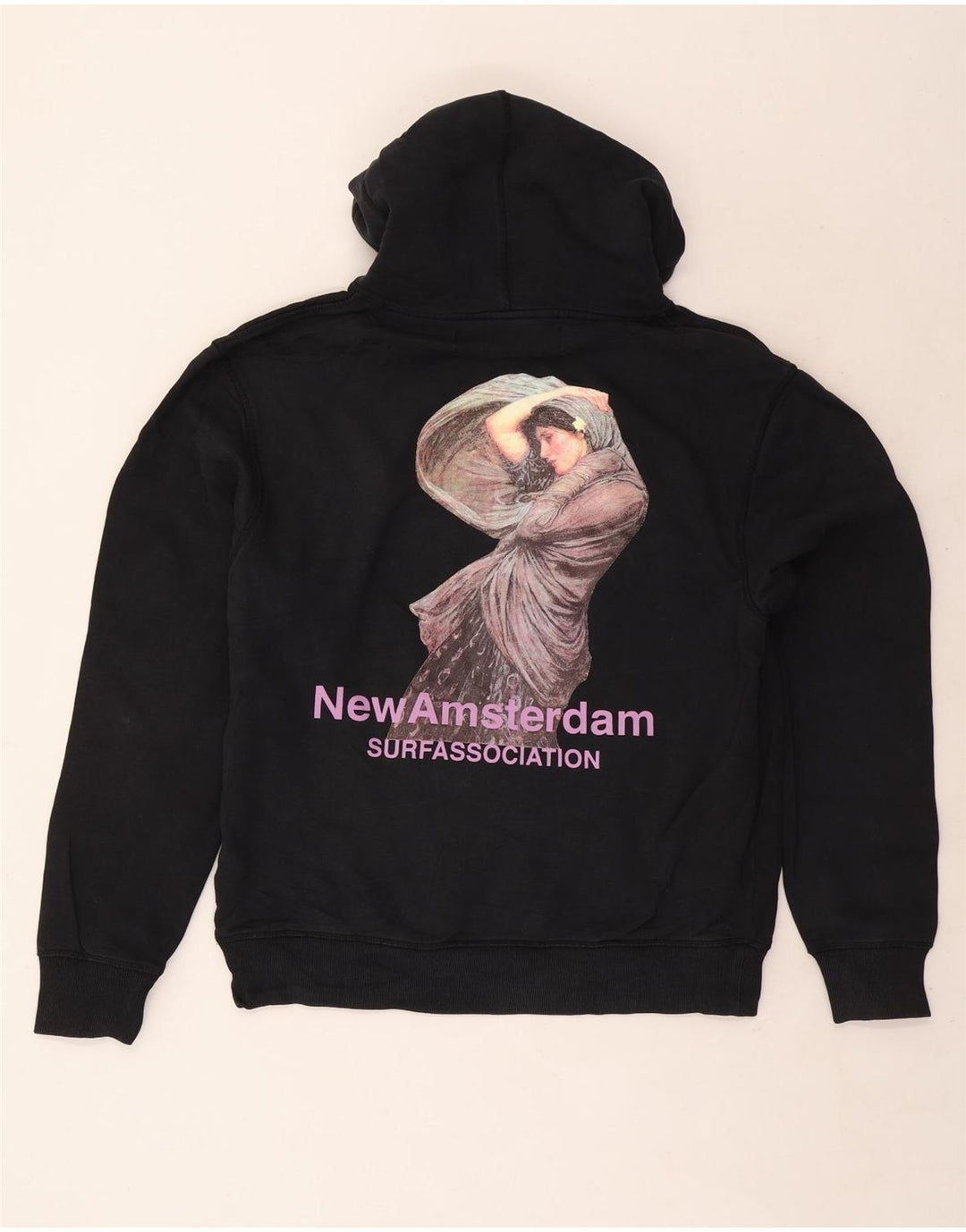 Vintage hombres gráfico sudadera con capucha jumper medio algodón negro