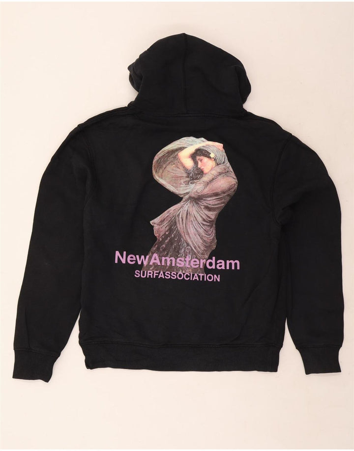 Vintage hombres gráfico sudadera con capucha jumper medio algodón negro