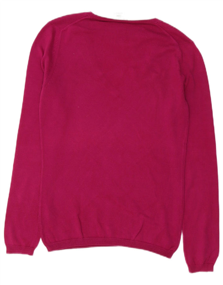 Lacoste Jersey con cuello en V para mujer Talla 34 Pequeño Algodón rosa