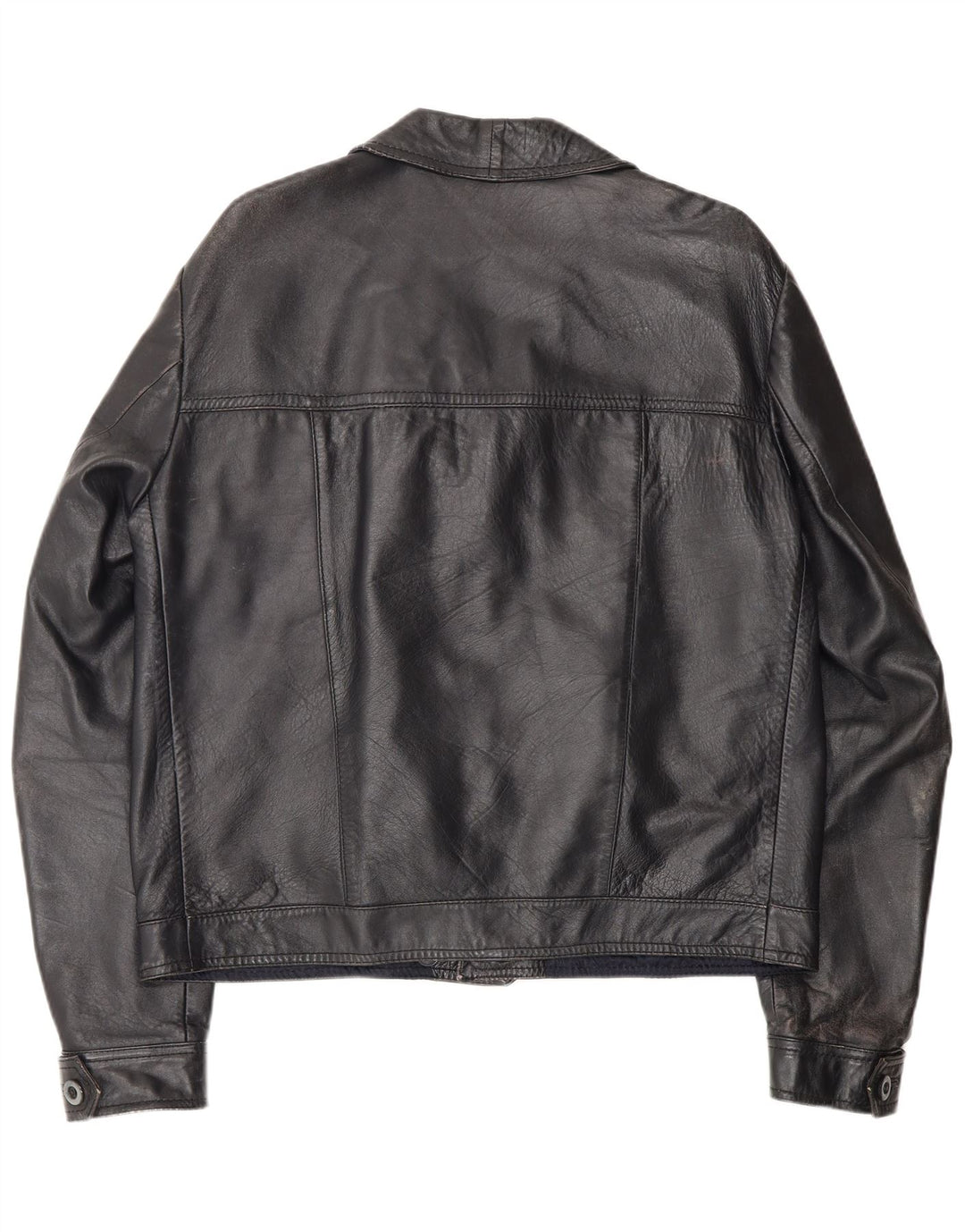 Vintage hombres chaqueta de cuero Reino Unido 40 grande negro