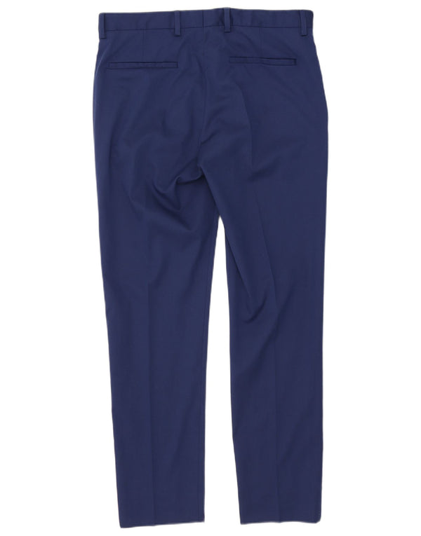 Zara Mens Slim Chino Pantalones EU 42 Large W32 L30 Poliéster Azul