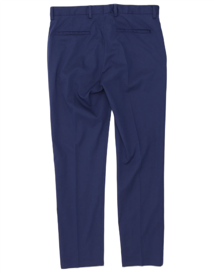 Zara Mens Slim Chino Pantalones EU 42 Large W32 L30 Poliéster Azul