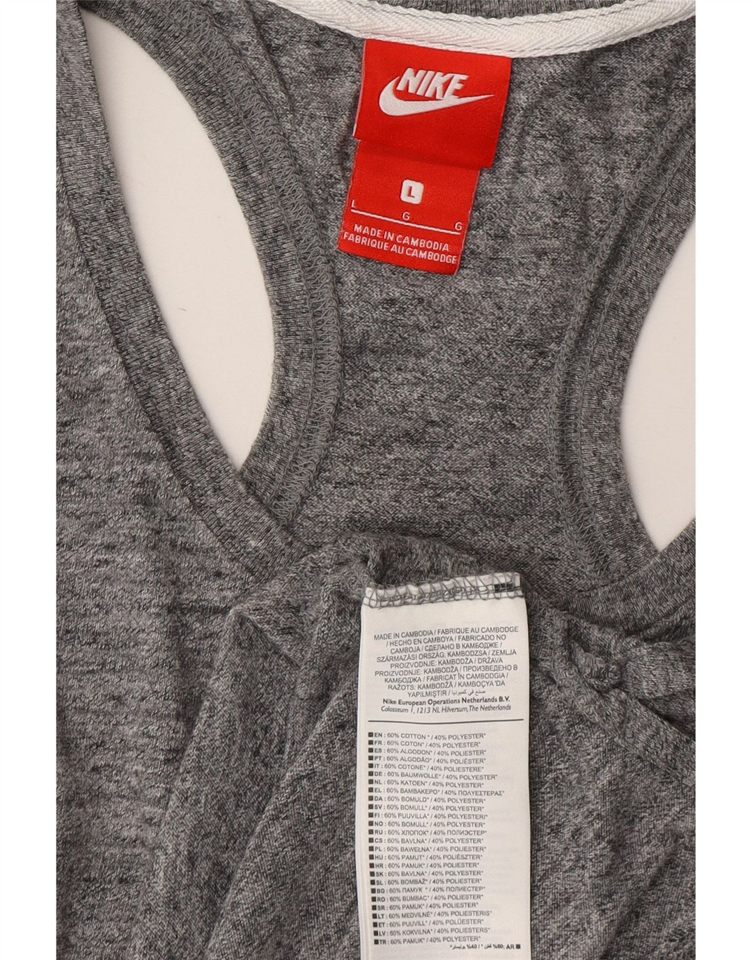 NIKE - Camiseta sin mangas para mujer, talla 40, talla grande, algodón moteado gris
