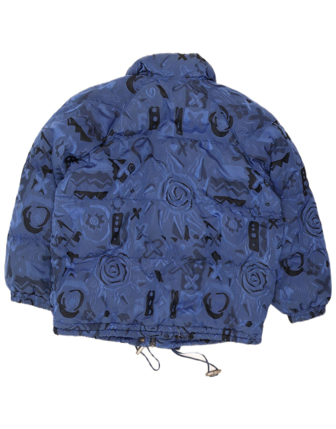 Vintage mujer acolchada chaqueta de esquí de gran tamaño Reino Unido 8 pequeño azul geométrico