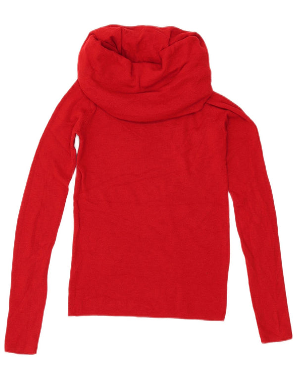 ZARA Mujer Crop Roll Neck Jumper Sweater UK 12 Medium Rojo