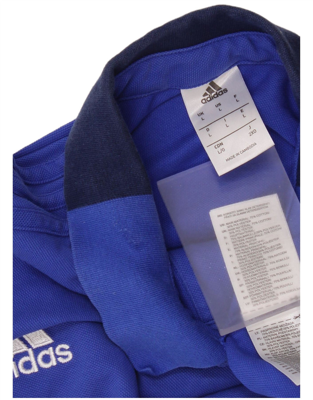 Adidas Polo Hombre Grande Azul Algodón Deportes