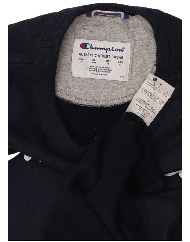 CHAMPION Mens Graphic Sweatshirt Jumper Medium Navy Blue Cotton