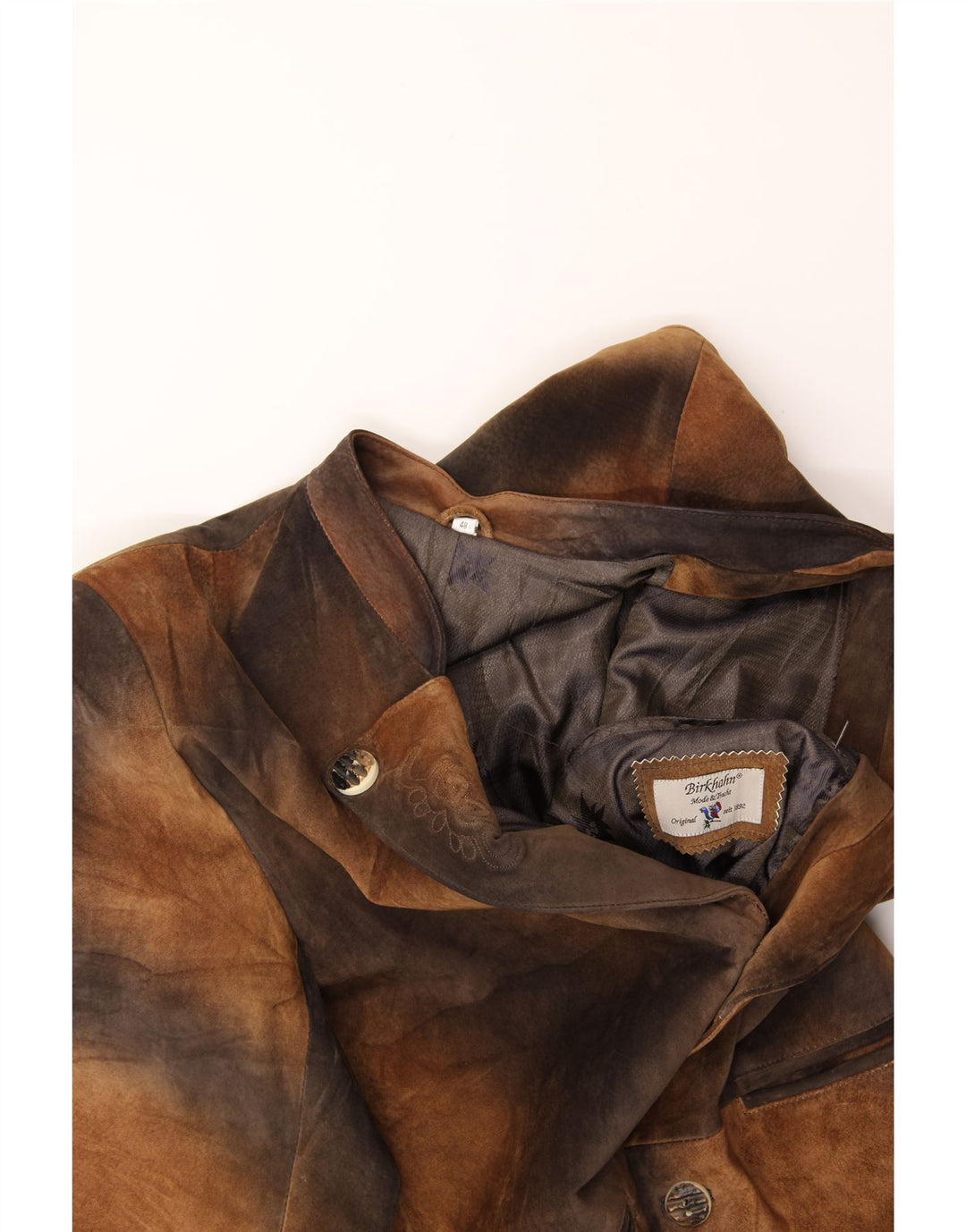 VINTAGE Chaqueta Blazer de 3 Botones para Hombre IT 48 Cuero Tie Dye Marrón Medio