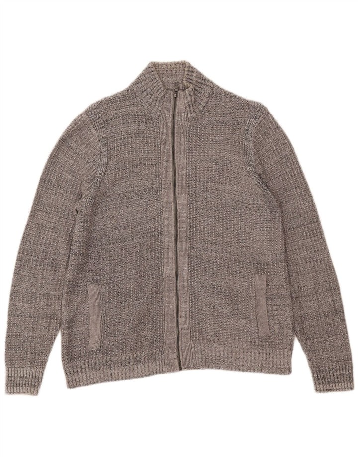 Marks & Spencer Suéter tipo jersey con cuello y cremallera para hombre UK 38/40 Gris medio moteado