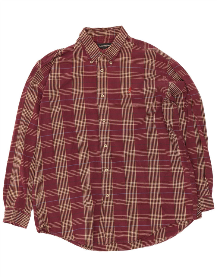 Marlboro Classics Camisa para hombre 2XL Algodón a cuadros burdeos