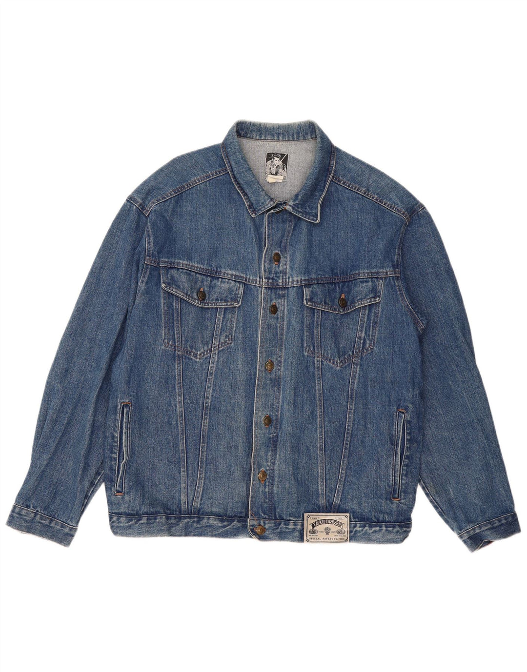 VINTAGE Chaqueta vaquera para hombre Reino Unido 42 XL Algodón azul