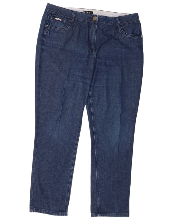 M&Co Vaqueros cónicos de cintura alta para mujer UK 18 XL W38 L30 Algodón azul