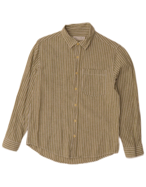 Zara Camisa Niño 11-12 Años Algodón Rayas Caqui