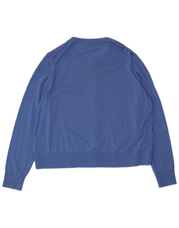 Marks & Spencer Suéter Cárdigan para Mujer UK 20 2XL Lana Merino Azul