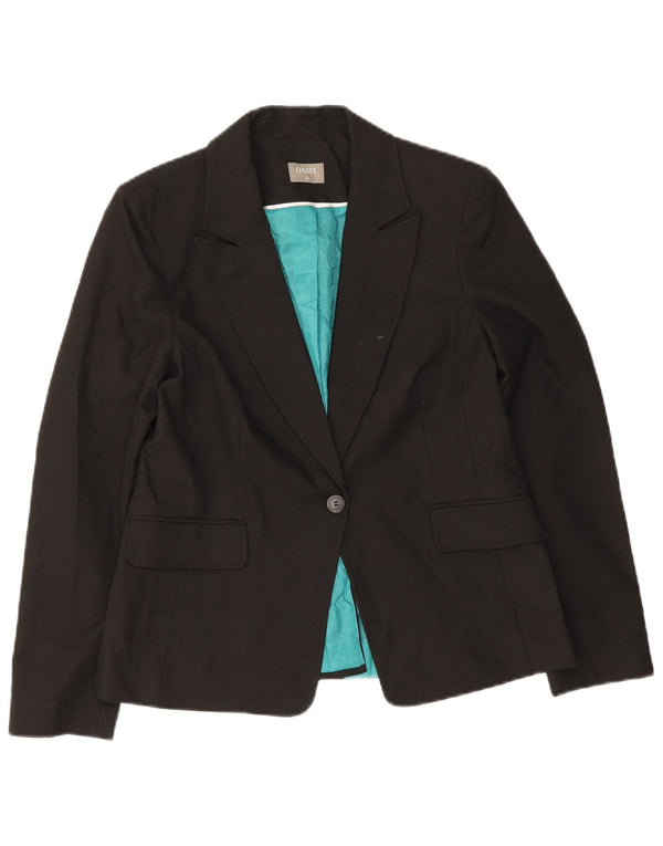 Oasis Chaqueta tipo blazer de 1 botón para mujer UK 40 Mediano Poliéster negro