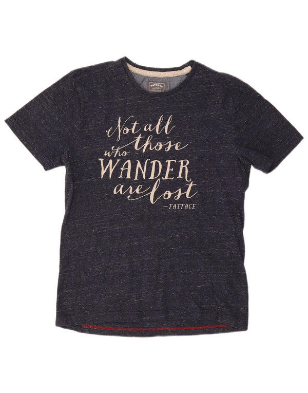 FAT FACE Camiseta gráfica para mujer Top mediano de algodón moteado en azul marino