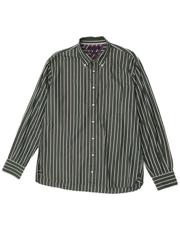 Camisa Tommy Hilfiger Hombre XL Algodón Rayas Verde