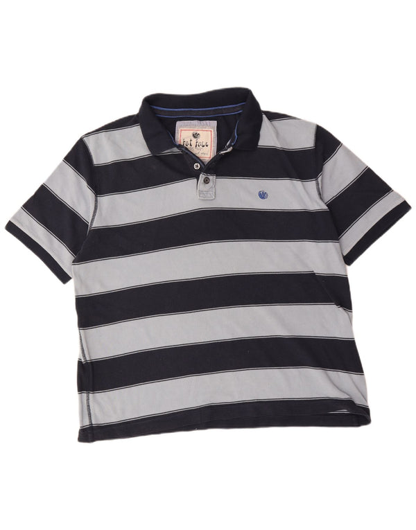 Polo para hombre Fat Face 2XL Algodón a rayas azul marino