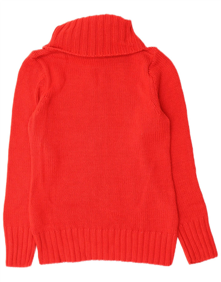 Vintage mujer rollo cuello jersey suéter Reino Unido 12 lana roja mediana