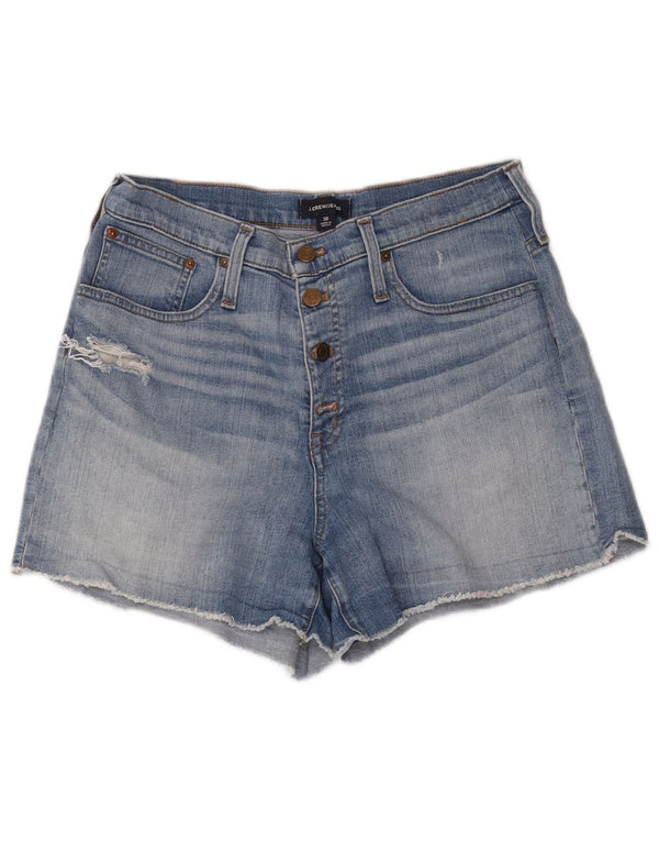 Pantalones cortos vaqueros desgastados de cintura alta para mujer J. Crew W30 Algodón azul medio