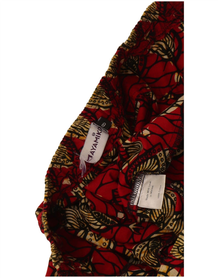 Mayamiko Pantalones cortos con patrón abstracto para mujer US 8 Medium W30 L26 Rojo
