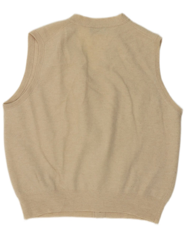 Boggi Jersey Cárdigan Sin Mangas Hombre XL Lana Virgen Beige
