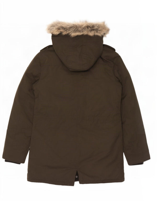 Guess Parka militar con capucha para hombre UK 40 Large Caqui Poliéster