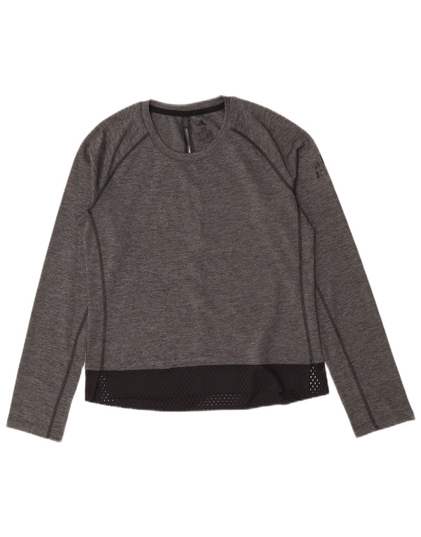Adidas Camiseta de manga larga para mujer UK 4/6 XS Gris Colorblock Poliéster