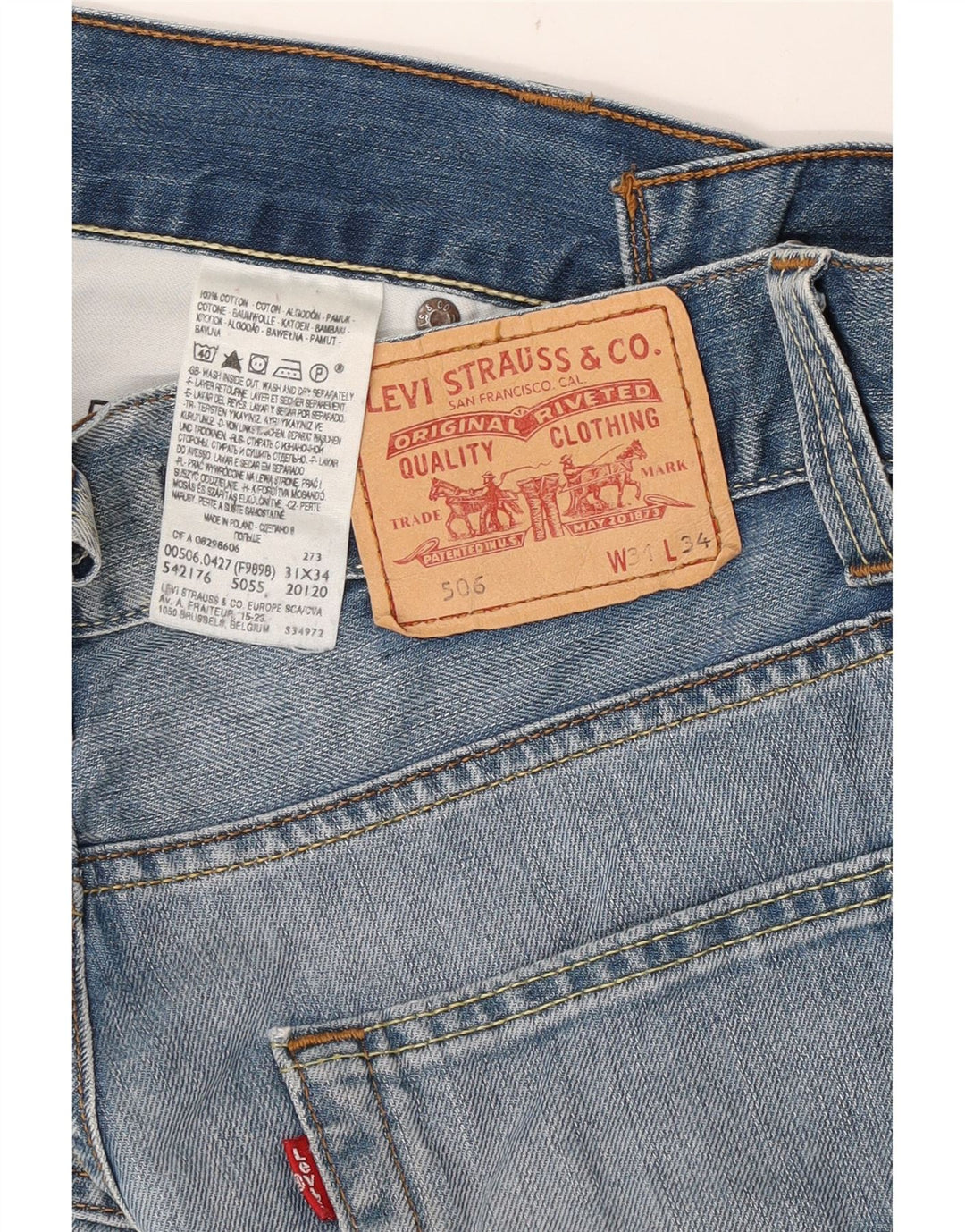 Levi's Hombre 506 Vaqueros Rectos W31 L30 Algodón Azul