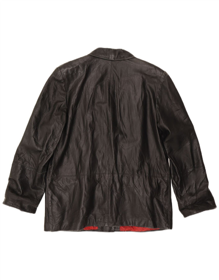 Chaqueta de cuero vintage para mujer IT 50 XL cuero negro