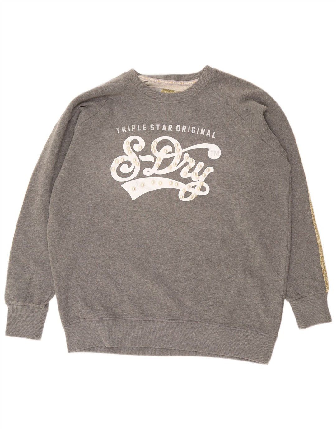 Superdry Jersey tipo sudadera extragrande para mujer, talla 44, color gris medio, color block