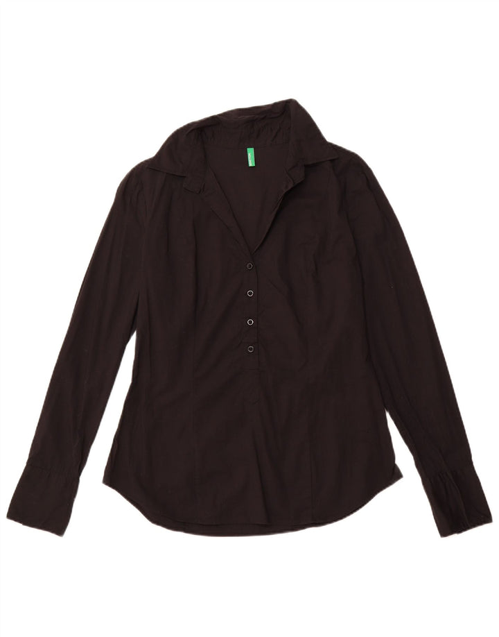 BENETTON Camisa tipo jersey para mujer UK 46 Grande Algodón negro