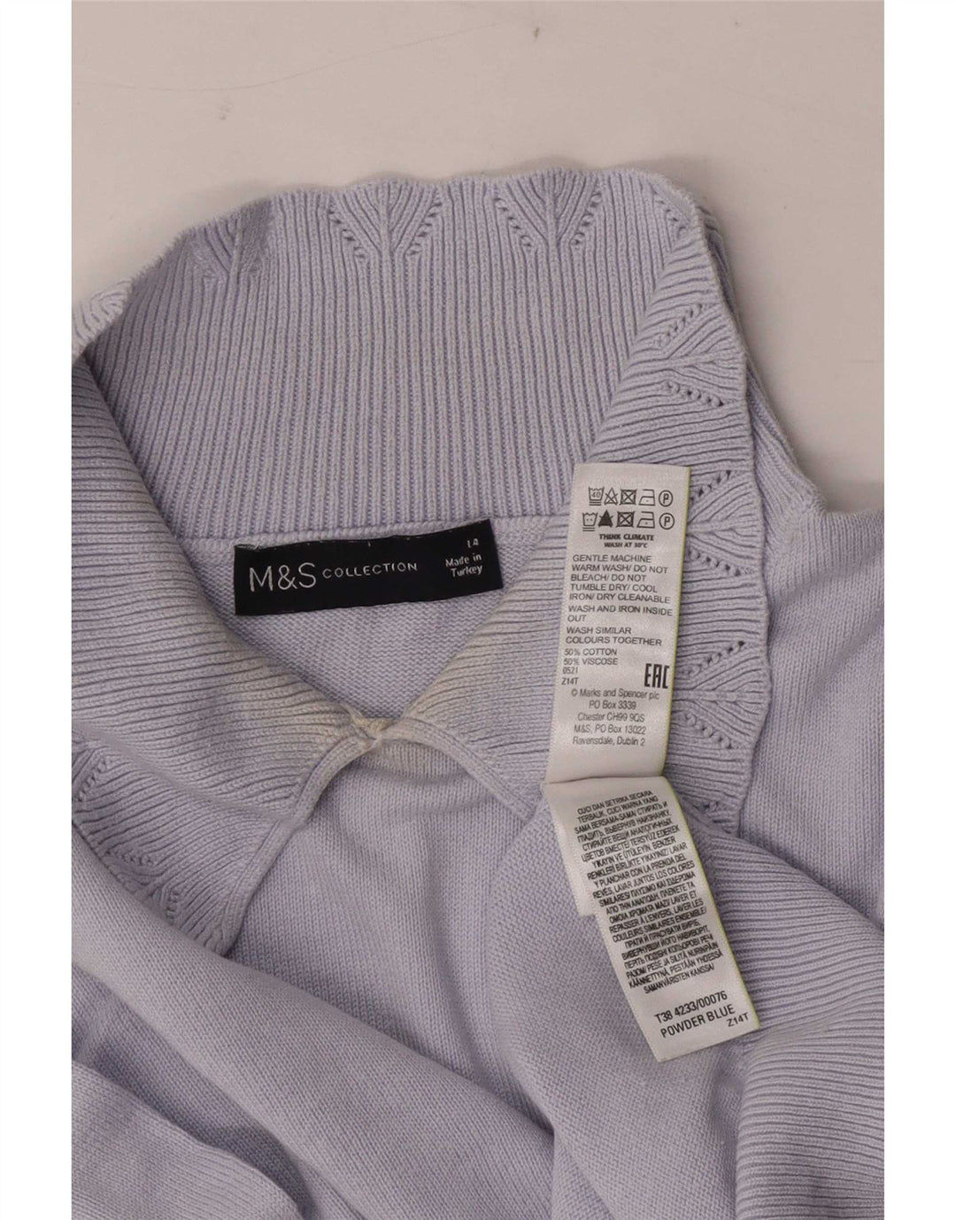 Marks & Spencer - Jersey de cuello polo para mujer, talla 40, color azul