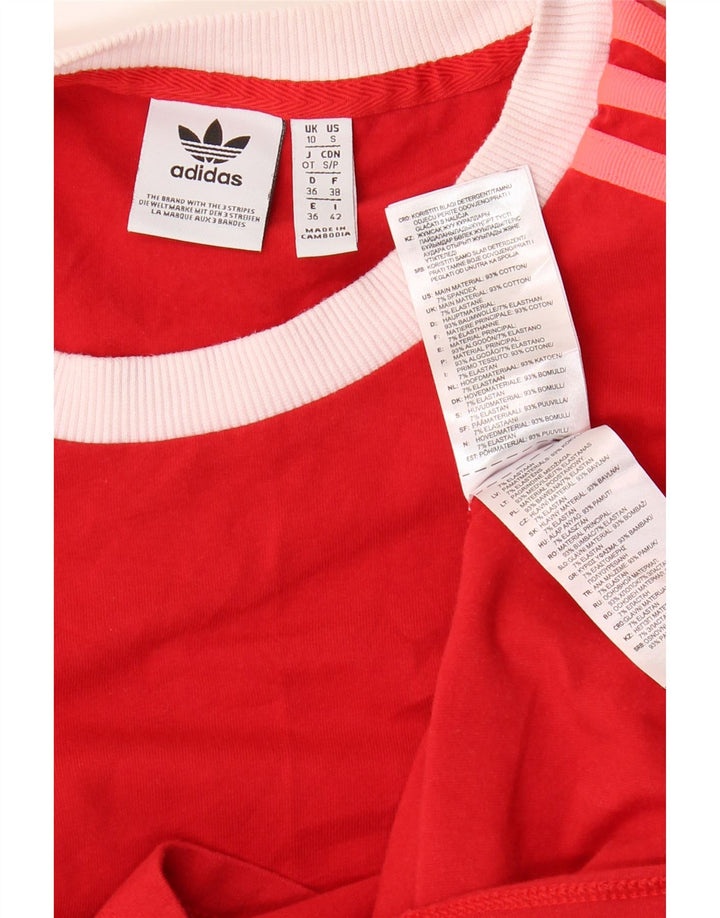 ADIDAS Camiseta de manga larga para mujer UK 10 Small Red Cotton